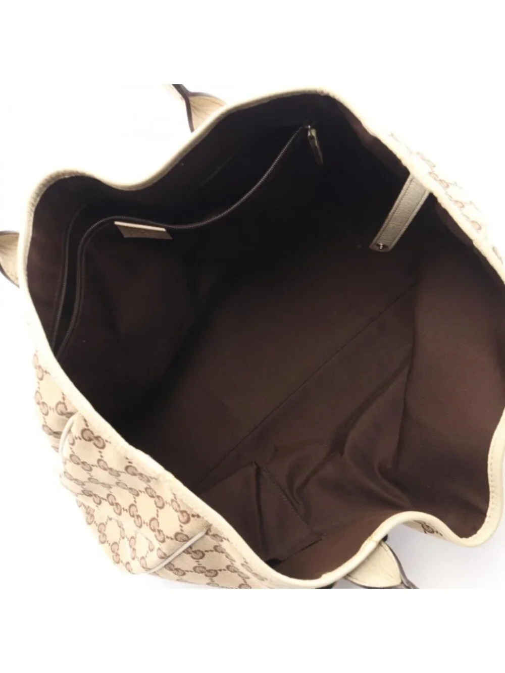 Gucci Tote Princi Sherry Line GG Canvas Ivory Beige Brown